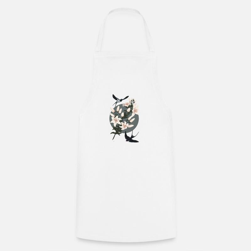 Hirondelles et lys - Tablier de cuisine - blanc