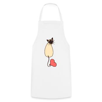 Amour chat siamois - Tablier de cuisine - blanc - Devant - AI Model Male 185 dark (185cm)