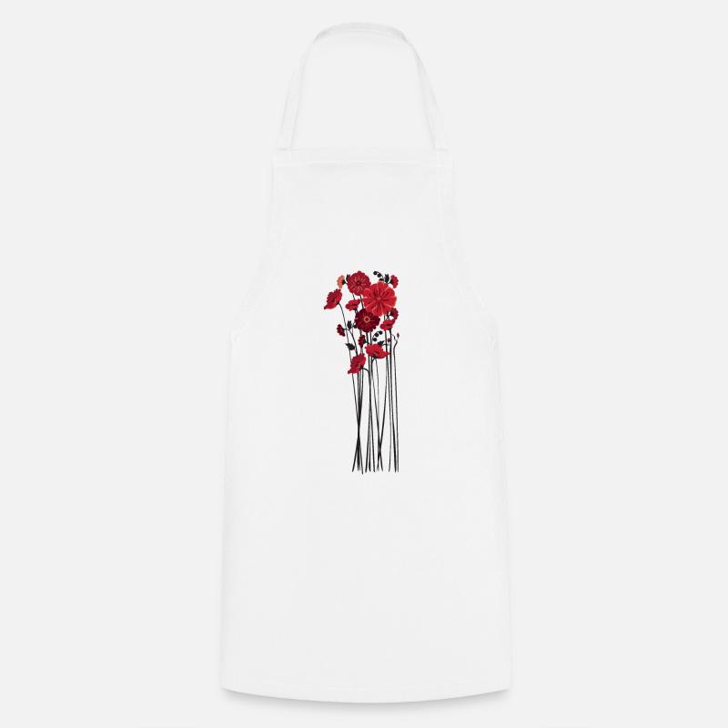 Illustration de fleurs de galets - Tablier de cuisine - blanc