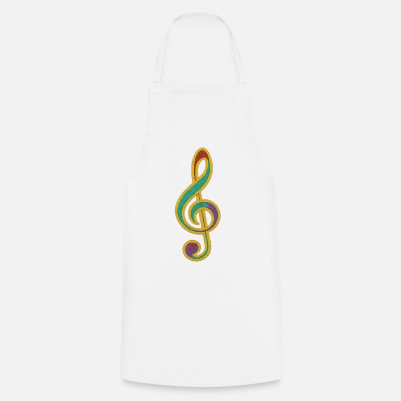 Conception de clé de sol scintillante colorée - Tablier de cuisine - blanc