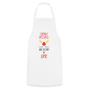 les génies naissent en Juin - Cadeau de Naissance - Tablier de cuisine - blanc - Devant - AI Model Male 185 dark (185cm)