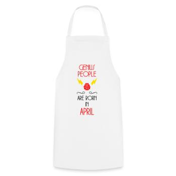 les génies naissent en Avril - Anniversaire  - Tablier de cuisine - blanc - Devant - AI Model Male 185 dark (185cm)