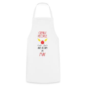 les génies naissent en Mai - Cadeau de Naissance - Tablier de cuisine - blanc - Devant - AI Model Male 185 dark (185cm)