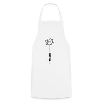 Lotus Flower with Mom Lettering Mother's Day Gift - Cooking Apron - white - Front - AI Model Male 185 dark (185cm)
