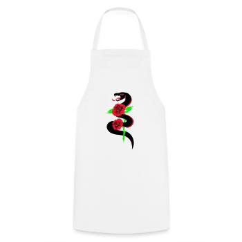 rétro tatouage serpent et des roses - Tablier de cuisine - blanc - Devant - AI Model Male 185 dark (185cm)