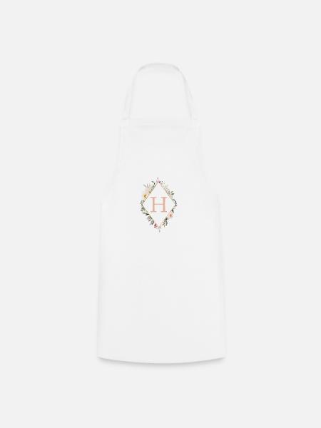 H Monogramm , Floral, Boho - Kochschürze - Weiß