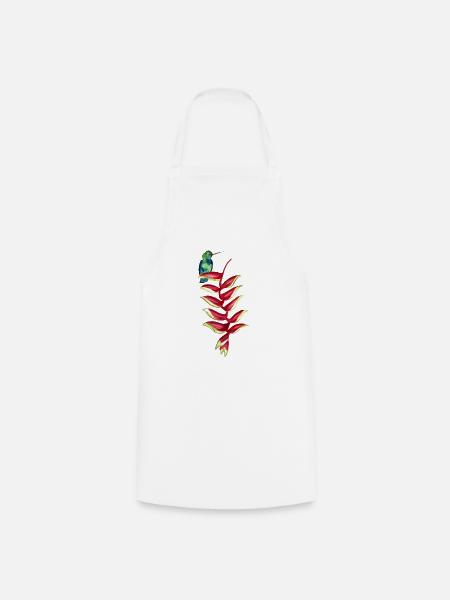 Aquarell-Klein-COLIBRI auf HELICONIA - Kochschürze - Weiß