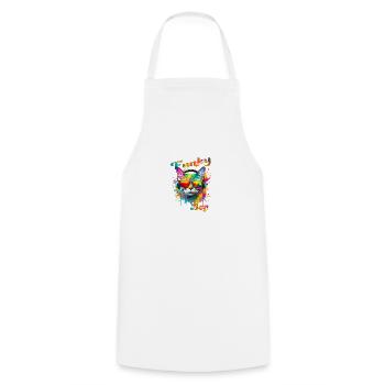 Funky Boy Chat - Cooking Apron - white - Front - AI Model Male 185 dark (185cm)