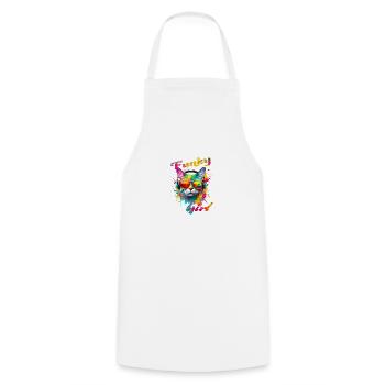 Funky Girl Chat - Cooking Apron - white - Front - AI Model Male 185 dark (185cm)