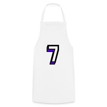 7. 7 YEARS. 7th ANNIVERSARY. BIRTHDAY 7 YEARS - Cooking Apron - white - Front - AI Model Male 185 dark (185cm)