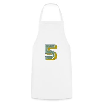 5. 5 YEARS. 5th ANNIVERSARY. 5 YEAR ANNIVERSARY - Cooking Apron - white - Front - AI Model Male 185 dark (185cm)