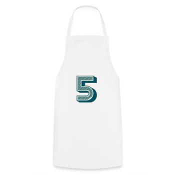 5. 5 YEARS. 5th ANNIVERSARY. 5 YEAR ANNIVERSARY - Cooking Apron - white - Front - AI Model Male 185 dark (185cm)