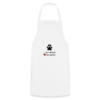 He just wants to play! Dog love 🐾💖 - Cooking Apron - white - Front - AI Model Male 185 dark (185cm)