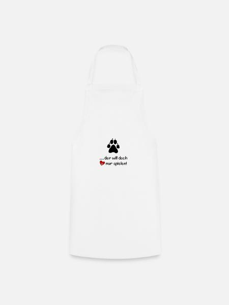 He just wants to play! Dog love 🐾💖 - Cooking Apron - white