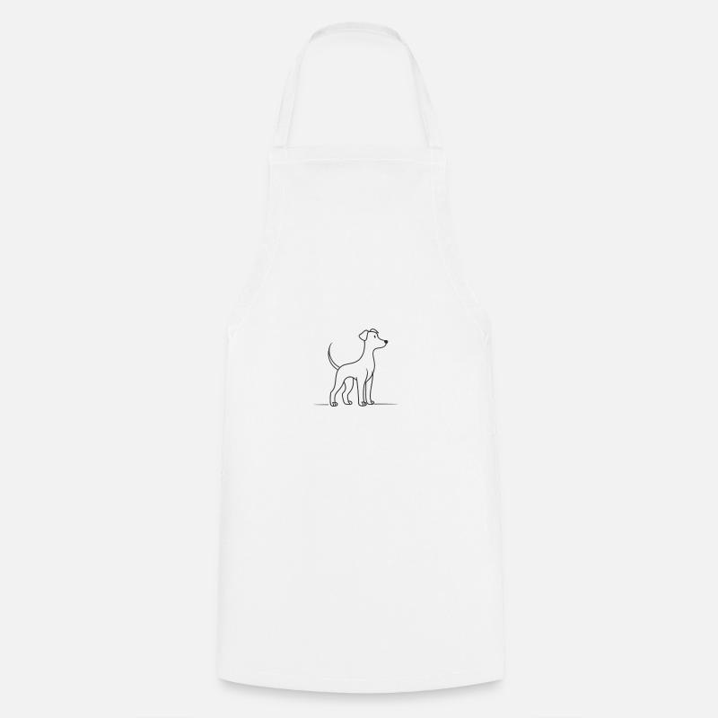 Dessin au trait du chien - Tablier de cuisine - blanc