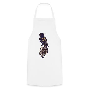 Majestic Ornamental Filigree Bird - Cooking Apron - white - Front - AI Model Male 185 dark (185cm)