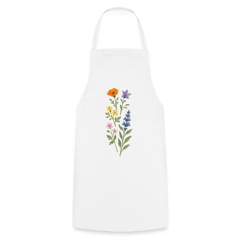 Watercolor Wildflower Bouquet - Cooking Apron - white - Front - AI Model Male 185 dark (185cm)