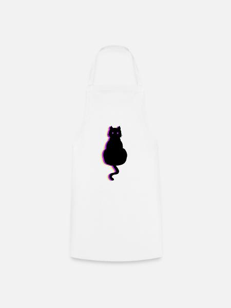 Leuchtkatze pink - Kochschürze - Weiß