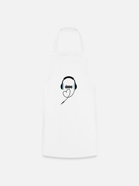 Écouteurs amoureux de DJing - Tablier de cuisine - blanc