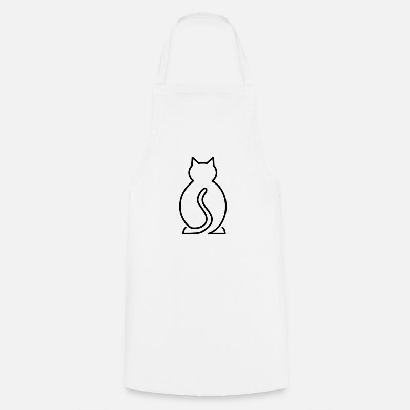Cat line black - Cooking Apron - white