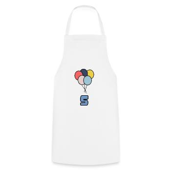 5. 5 YEARS. 5TH ANNIVERSARY. BIRTHDAY 5 YEARS - Cooking Apron - white - Front - AI Model Male 185 dark (185cm)