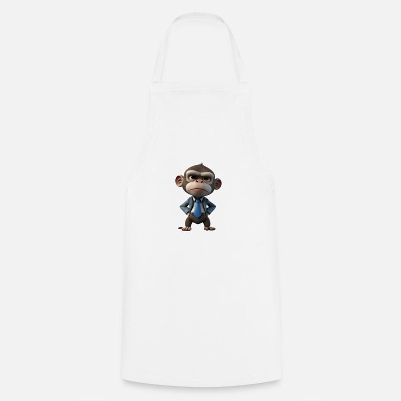 Businessman Monkey - Cooking Apron - white