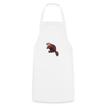 ZenDoodle "Beaver" - Cooking Apron - white - Front - AI Model Male 185 dark (185cm)