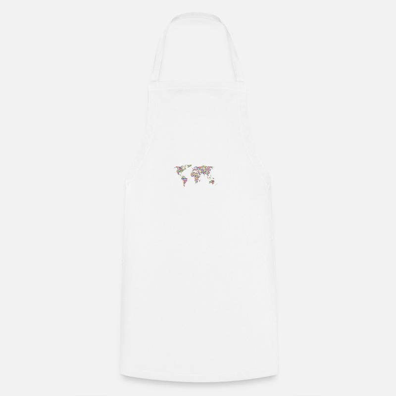 monde arc-en-couleur carte de points - Tablier de cuisine - blanc