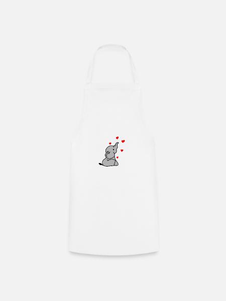 Elefant Herz Liebe - Kochschürze - Weiß