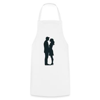 Couple - Cool Silhouette Logo - Tablier de cuisine - blanc - Devant - AI Model Male 185 dark (185cm)