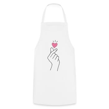 Cœur de doigt K-Pop - Tablier de cuisine - blanc - Devant - AI Model Male 185 dark (185cm)