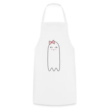 Fantôme avec un nœud rose – Un joli design d’Halloween - Tablier de cuisine - blanc - Devant - AI Model Male 185 dark (185cm)