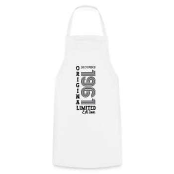 Original December 1961 61st birthday gift - Cooking Apron - white - Front - AI Model Male 185 dark (185cm)