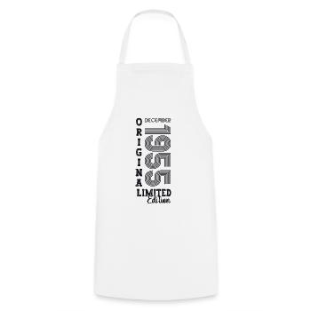Original December 1955 67th birthday gift - Cooking Apron - white - Front - AI Model Male 185 dark (185cm)