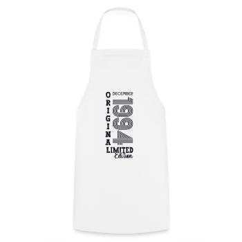 Original December 1994 28th birthday gift - Cooking Apron - white - Front - AI Model Male 185 dark (185cm)