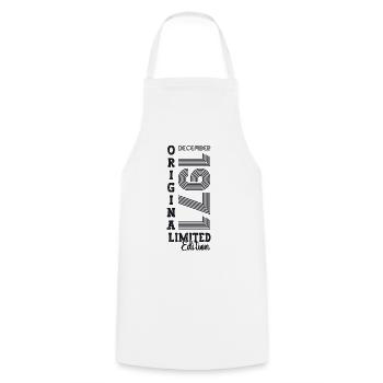 Original December 1971 51st Birthday Gift - Cooking Apron - white - Front - AI Model Male 185 dark (185cm)