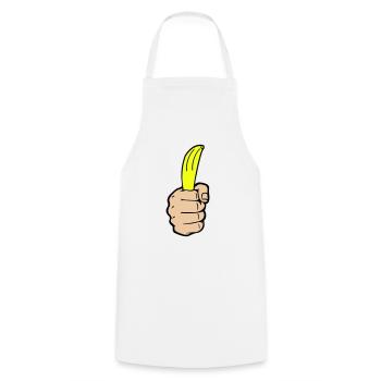 Banane à la main - Tablier de cuisine - blanc - Devant - AI Model Male 185 dark (185cm)