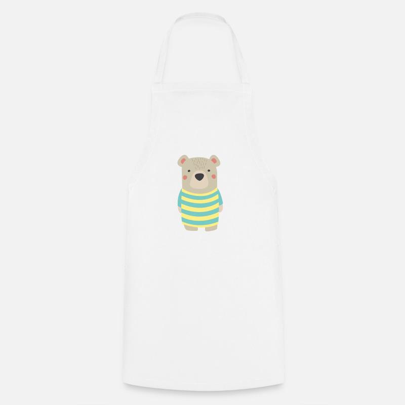 Baer avec une chemise à rayures - Tablier de cuisine - blanc