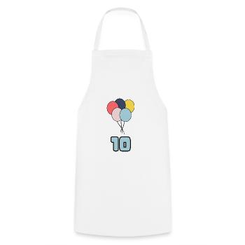 HAPPY BIRTHDAY. HAPPY BIRTHDAY. BIRTHDAY. - Cooking Apron - white - Front - AI Model Male 185 dark (185cm)