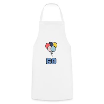 60. 60 YEARS. 60TH ANNIVERSARY. BIRTHDAY 60 YEARS. - Cooking Apron - white - Front - AI Model Male 185 dark (185cm)