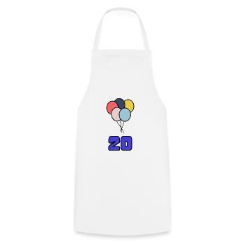 20. 20 YEARS. 20th ANNIVERSARY. 20TH ANNIVERSARY. - Cooking Apron - white - Front - AI Model Male 185 dark (185cm)