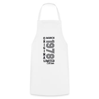 March Born 1978 45th birthday Mann Original - Cooking Apron - white - Front - AI Model Male 185 dark (185cm)