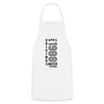 35e anniversaire homme April Né 1988 Original - Tablier de cuisine - blanc - Devant - AI Model Male 185 dark (185cm)