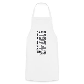 49th birthday man April Born 1974 Original - Cooking Apron - white - Front - AI Model Male 185 dark (185cm)