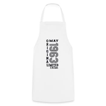 60ème Anniversaire Homme Un Original Mai Vintage 1963 - Tablier de cuisine - blanc - Devant - AI Model Male 185 dark (185cm)