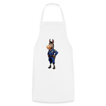Âne policier - Tablier de cuisine - blanc - Devant - AI Model Male 185 dark (185cm)