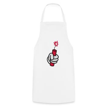 hand held tnt dynamite explode ex - Cooking Apron - white - Front - AI Model Male 185 dark (185cm)