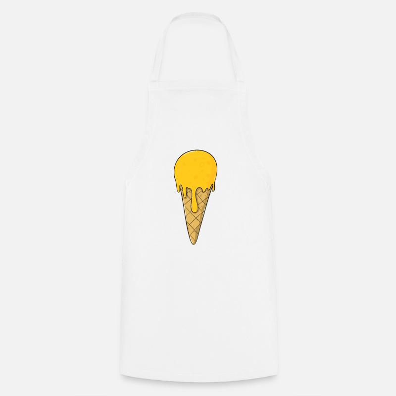 Crème glacée | Glace Jaune Orange | Glaces - Tablier de cuisine - blanc