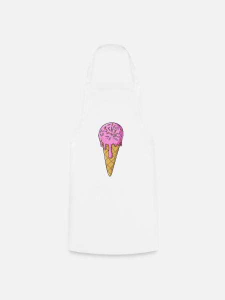 Eis | Rosa Pink Eiscreme mit Streusel | Icecream - Kochschürze - Weiß