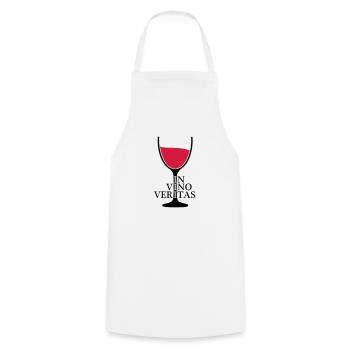 IN VINO VERITAS Wein Weinglas 2c - Kochschürze - Weiß - Vorne - AI Model Male 185 dark (185cm)